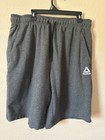 Reebok Men   s Knit Athletic Shorts M Gray Drawstring Elastic Waist Pockets
