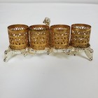 Vintage 1960s Sam Fink Gold Tone Metal Filigree Four Lipstick Holder W  Cherub
