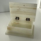 Vintage Stone Onyx Hinged Trinket Jewelry Box In Creams And Browns