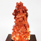Shoushan Stone Carved Guanyu Figure Feng Shui Desk Decor Statue