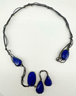 Veronica Poblano Zuni Sterling Silver And Lapis Necklace  Signed  2x 