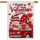 Valentines Gnomes House Flag  Happy Valentines Gnomes Valentine Flag 28x40
