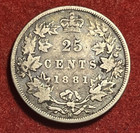 Canada 25 Cents 1881 H Silver Coin Km 5 T7258