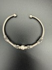 Vintage 925 Sterling Silver Cuff Bracelet Open And Slide Pendant