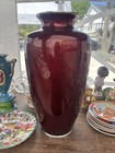 Asian Red Cinnabar Floral Cloisonn   Enamel Vase Cherry Blossom Chrysanthemum