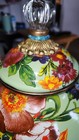 New Mackenzie-childs Green Flower Market Tea Pot Kettle Wood Handle 2qt 