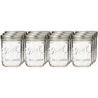   Glass Mason Jars With Lids   Bands  Wide Mouth  Clear  16 Oz  12 Count