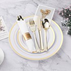 175pcs Gold Plastic Dinnerware Set  Disposable Party Plates For 25 Guests 