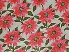 Vtg Christmas Wrapping Paper Gift Wrap 1960 Poinsettia Pink Red Green 30    X 24   