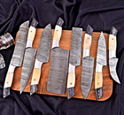 Custom Made Hand Forged Damascus Steel Blade Chef Set Kitchen Knives 1556