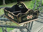 Vintage Rustic Country Cottagecore 3-part Handled Hand Painted Toleware Carryall