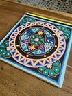 Mexican Huichol Yarn Painting Nayarit Folk Art Signed W  Description 12 X 12 