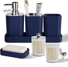 Bathroom Accessory Set  Navy Blue 7pc  Soap Dispenser Toothbrush Holder Tumbler
