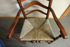 Solid Antique Circa 1750 Delaware Valley Slat Back  Armchair W  Strong Rush Seat
