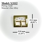 Y3112 Center Bar Buckle Single Prong 25mm 1  Gold High Quality 10 20 50 Pcs