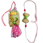 Bhaiya Bhabhi Rakhi Set For Raksha Bandhan Designer Pearl Bow Rakhi With Latkan