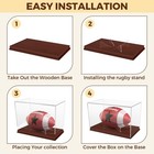 Football Display Case Brown Wooden Base Clear Acrylic Holder Box Memorabilia