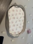 Oval Woven Moses Basket Portable With Bedding Set  Beige White Pink Gray 