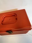 Vintage Orange Sewing Box Kit W  Thread Buttons Pins Organizer Case Notions Lot