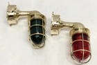 Vintage Brass Marine Navigation Lights Red   Green Ship Boat Nautical Lamp Set