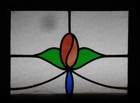 Old English Leaded Stained Glass Window Unframed W Hooks Tulip 18 5  X 14 5 