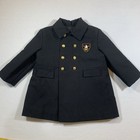 Vintage Cute Togs Peacoat Toddler Size 3 Crest Gold Buttons Black Coat Children