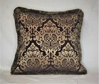 Modern Embroidered Brown And Gold Chenille Fringe Throw Living Room Sofa Pillow 