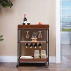3 Tier Kitchen Trolley Cart Storage Shelf Utility Bar Serving Cart Glass Holder