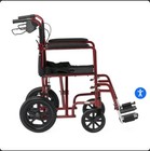 Medline Aluminum Transport Chair Red W  12    Rear Wheels  Lightweight   Foldable