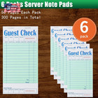 Guest Check Books 6 Pack  Guest Checks For Servers  Server Note Pads  Waitress A