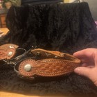 Vintage Western Cowboy Nickel Spurs With Brown Leather Straps