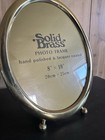 Vintage Footed Oval Solid Brass Lacquer Plated Photo Picture Frame  8  X 10 
