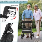 Aluminum Rollator Walker For Seniors Adults 4x Wheels Folding Rolling Walker