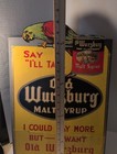 Antique Prohibition Old Wurzburg Malt Syrup Cardboard Sign Fair Condition