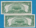 2- 5 00 1934-a  Green Seal Chicago Consecutive Choice New Frn Pair