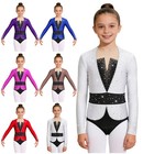 Us Girls Leotards Long Sleeve Color Block Leotard Figure Skating Ballet Dance