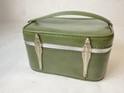 Vintage Green Train Case Makeup Vanity Storage With Key Travel Luggage W  Mirror
