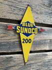 Vintage 12x8 25  Blue Sunoco 200 Gas Station Porcelain Gasoline Motor Oil Sign