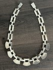 Taxco Mexico 950 Sterling Silver Multicolor Inlay 16 5in Vintage Necklace