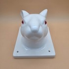Vtg White Ceramic Rabbit Bunny Head Red Eyes Towel Hook Kitchen Bathroom 6x6x5