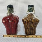 Vintage Tuscan Pepper Bottles Green Red Infused Vinegar Decorative Glass