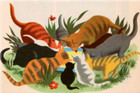 Vintage Image Kitty Cats Kittens Stray Drinking Water 2 X 3 Fridge Magnet