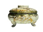 Antique Porcelain Hair Receiver Hand Painted Gold Japan Ornate Vanity