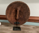 African Bamileke Tribe Beaded   Shell Round Wooden Shield 20 5 