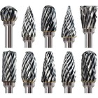 Tungsten Carbide Rotary Burr Bit Set 1 8  Cutting Carving Burrs For Dremel Tool