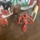 Lot Of 12 Vintage Marx Indian Figures  Horses And Trees  A