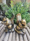 Brass Finish Squirrel Book Ends  Vintage Artist Mold Metal Cast 1970s 