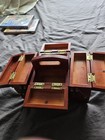 Rare Vintage Singer Wood Accordion Small Sewing Box Notions Keepsake Kit Wooden 