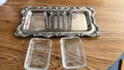 Victorian Silverplate Butter Dish Tray W  Glass Inserts   Toast Rack