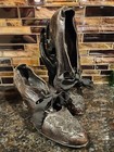 Victorian Edwardian Beaded Brown Leather Shoes Heels 1900 s Womens